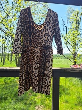 Long Sleeve Leopard Print Women's Dress
